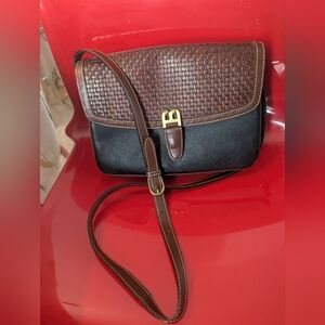 Bally Brown and Black Woven Leather Shoulder Bag